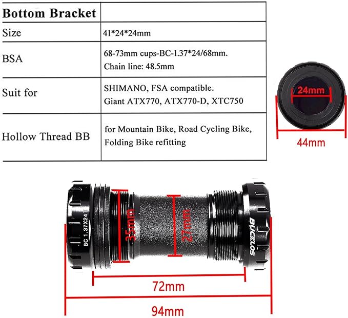 BUCKLOS 170/175mm Mountain Bike Crankset - CNC MTB Hollowtech Direct Mount Single Speed Cranksets, Bicycle Crank Set with 32/34/36/38T Narrow Wide Tooth Chainring for 9/10/11/12 Speeds