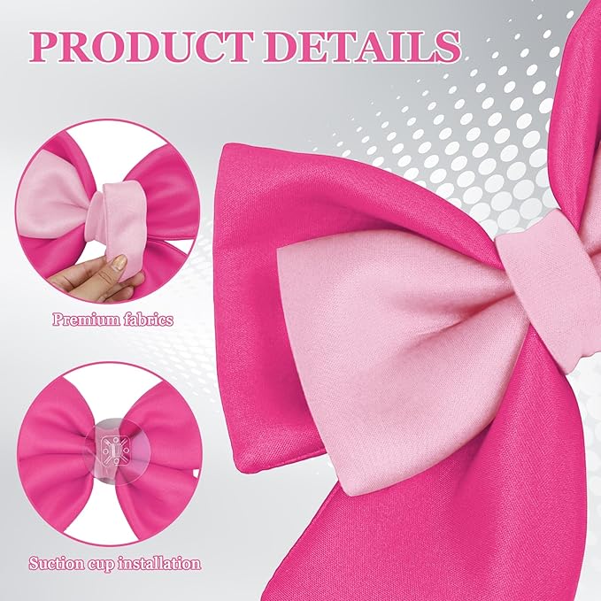 Bow Helmet Accessory, 8.07"x11.22" Stylish Motorcycle Helmet Bow Decoration for Women, Removable Cute Fashion Ribbon Bows Ornament for Motorcycle Scooter E-Bike Helmets (Pink+Rose Red)