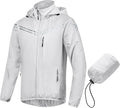 CREATMO US Men's Packable Waterproof Running Rain Coats Reflective Cycling Jacket Windbreaker With Removable Hood