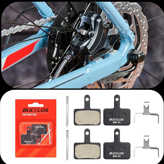BUCKLOS Bike Disc Brake Pads for TRP Tektro Shimano MT200 Deore Br-M575 M525 M515 T615 T675 M505 M495 M486 M485 Ridstar Q20,Bicycle Disk Brakes Pads for Mountain Bike/Electric Bike/Road/Scooter/Ebike