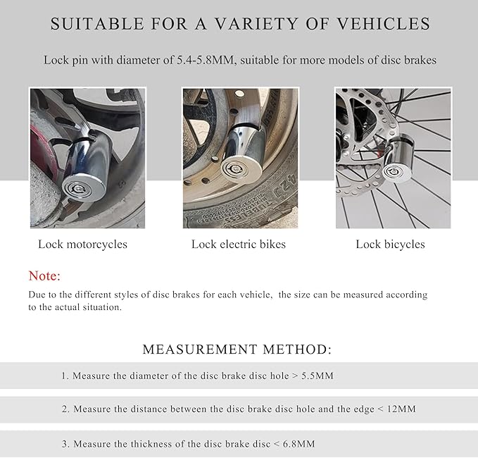 Motorcycle Disc Brake Lock, Motorbike Safety Anti-Theft Wheel Disk Lock with Two Keys, Mini Alloy Brake Disc Locks for Motorcycle Electromobile Road Cycle Bicycle Security