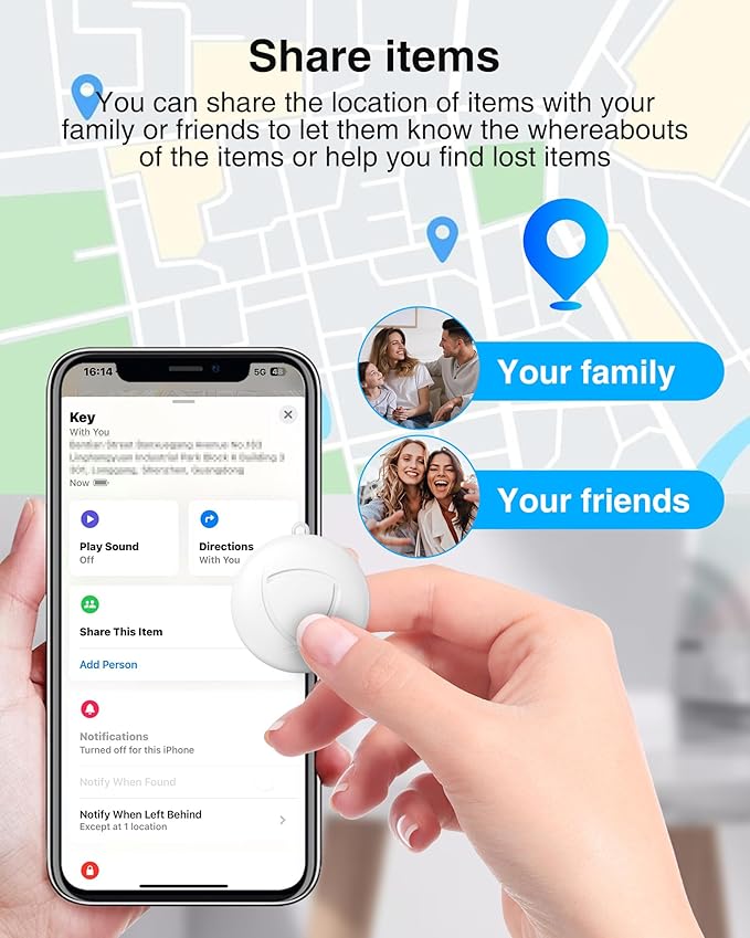 Air Smart Tracker Tags-4 Pack - GPS Tracker Bluetooth Key Finder Compatible with Apple Find My (iOS Only), 80dB Loud Beep for Bike, Wallets, Luggages, Bags,Replaceable Battery