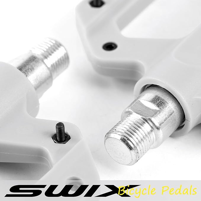 SWIX Bike Pedals Professional Mountain and Road Bike Flat Pedal Wide Paltform and Lightweight Non-Slip Pedal for 9/16" Bike/Hybrid Bike/E-Bike Parts Replacement Pedals Bike Accessories