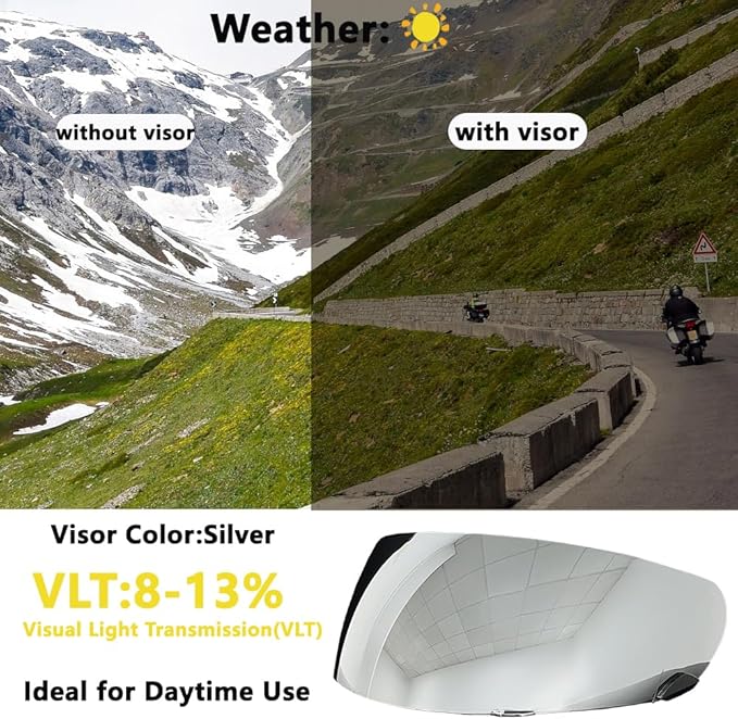 Qualifier DLX Helmet Visor,UV Protection Motorcycle Helmet Face Shield Compatible with Bell Qualifier DLX Mips/Qualifier/Star/Vortex/RS-1/RS-2/Revolver(Silver)