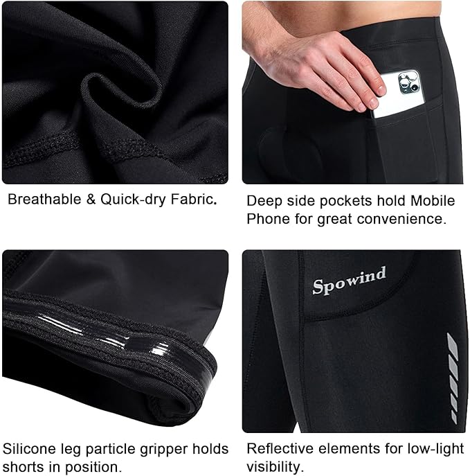 Men's Cycling Shorts Padded Biking Cycle Clothes Bike Riding Pants Bicycle Mountain Bike Tights UPF 50+