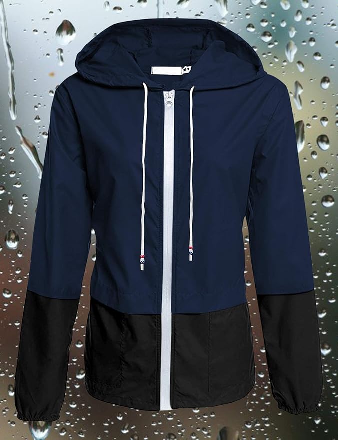 Avoogue Raincoat Women Lightweight Waterproof Rain Jackets Packable Outdoor Hooded Windbreaker