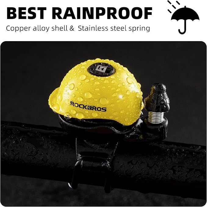 ROCKBROS Classic Bike Bell Bicycle Bell Mountain Bike Bells 80dB, Aluminum Alloy Rotatable Base, Fit for 0.86-1.34in/22-34mm Bicycle Handlebars