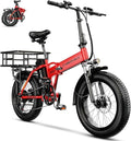 1000W Folding Electric Bike for Adults,75+ Miles,30+MPH,48V 20.8Ah Removable Battery,20" Fat Tire Electric Bike,Front Suspension 7-Speed Commuter Ebike,UL Certified