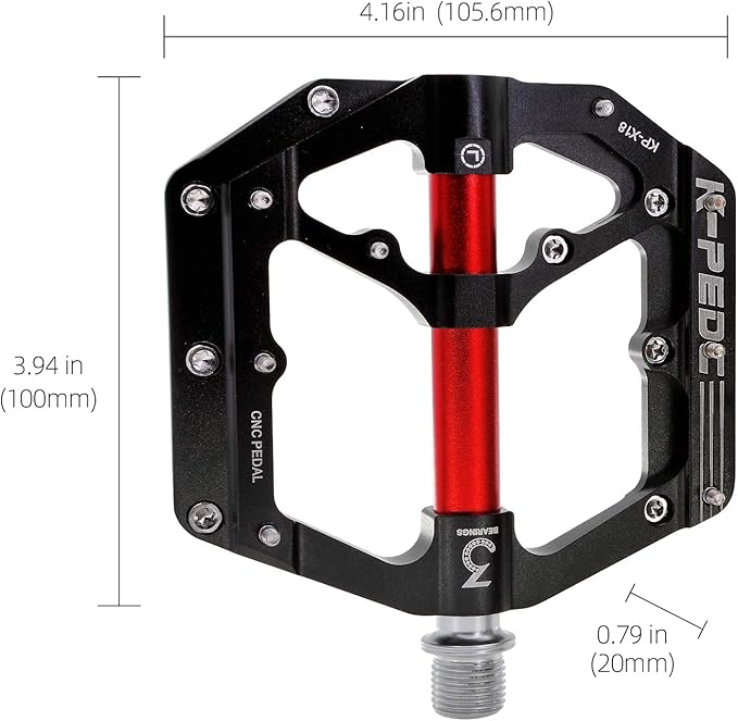 Aluminum Alloy 9/16" Bike Pedal MTB Wide Platform Flat Non-Slip Bicycle Pedals with 3 Bearings for Mountain Bikes, Road, BMX