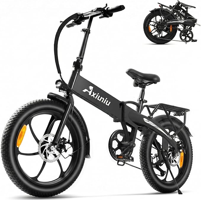 20" Folding Electric Bike for Adults, 500W Lightweight Foldable Ebike, 45lbs, 50+ Mile Range, 21mph Top Speed, Fat Tire Class 2 Electric Bicycle