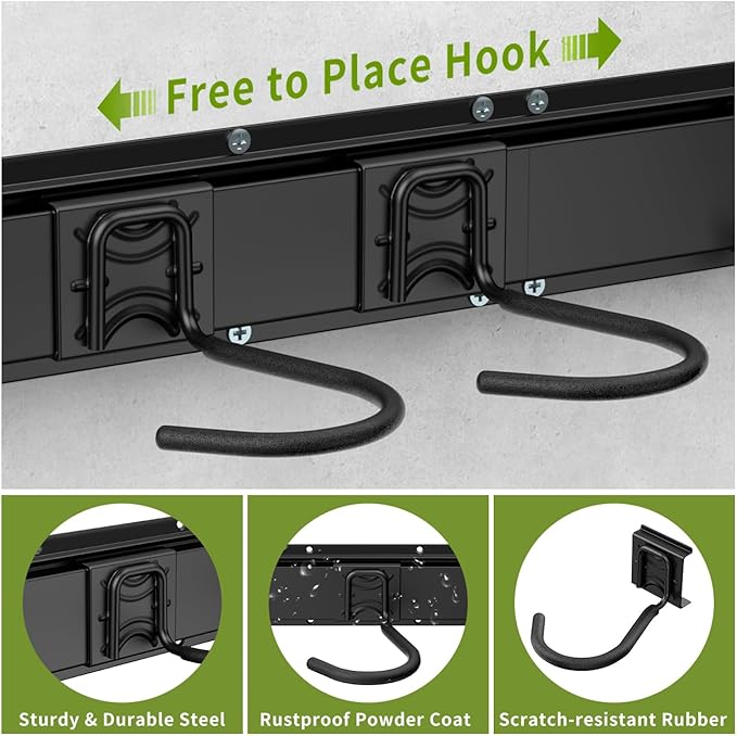 Housolution Bike Storage Rack 48Inch for 6 Bikes + 5 Helmets, 500lbs Capacity, Heavy Duty Steel Bicycle Wall Mount Hanger for Garage Storage, Bike Hooks, Bicycle Storage, Bike Wall Mount, Black