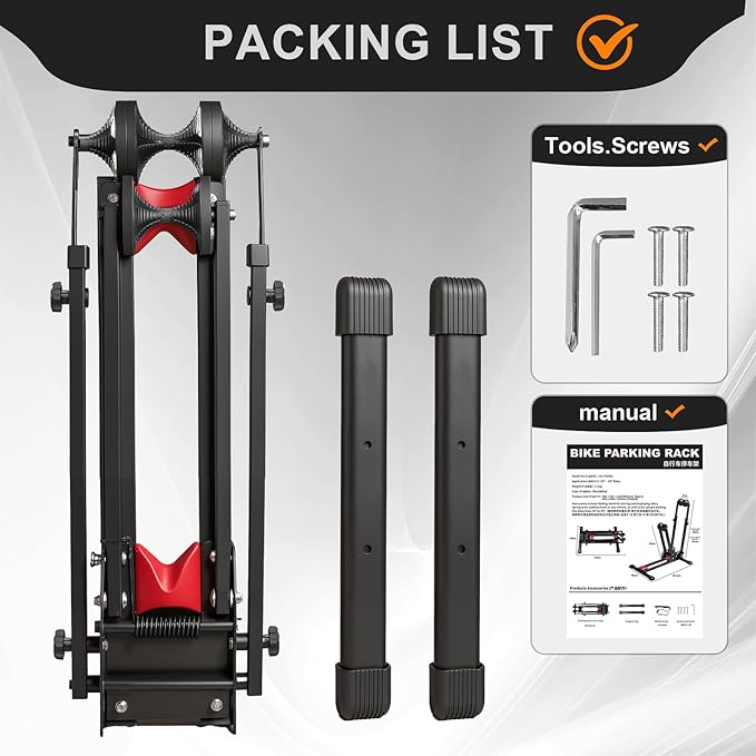 Teraysun 2-in-1 Vertical Bike Stand - Foldable Adjustable Bicycle Rack for Garage & Indoor, Space-Saving Upright Parking, Fits 20"-29" Mountain & Road Bikes, Scratch-Proof Tire Trays Included, Heavy-Duty Bicycle Floor Stand