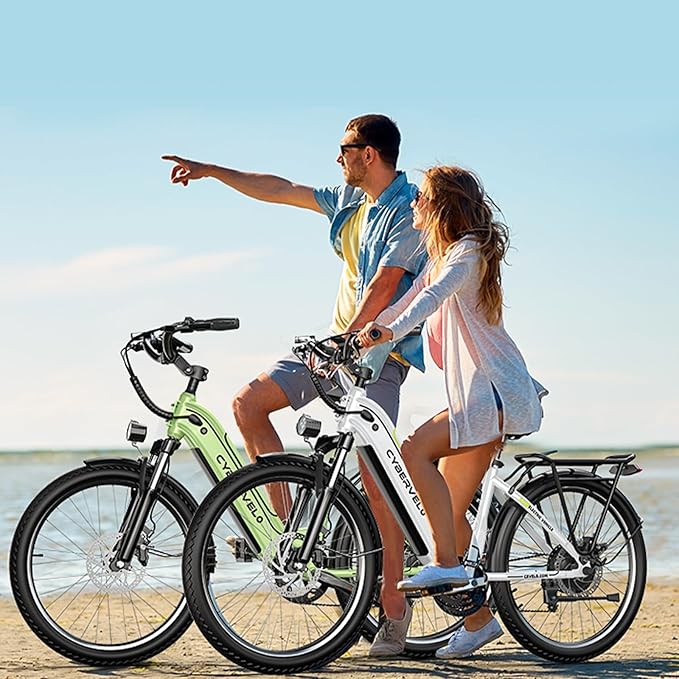 1000 Peak Electric Bike for Adults,up 80 Miles Removable Battery Ebike, 26" Electric E Bike with 7-Speed,Adult Electric Bicycles for Commute Beach Snow White Womens All Terrain