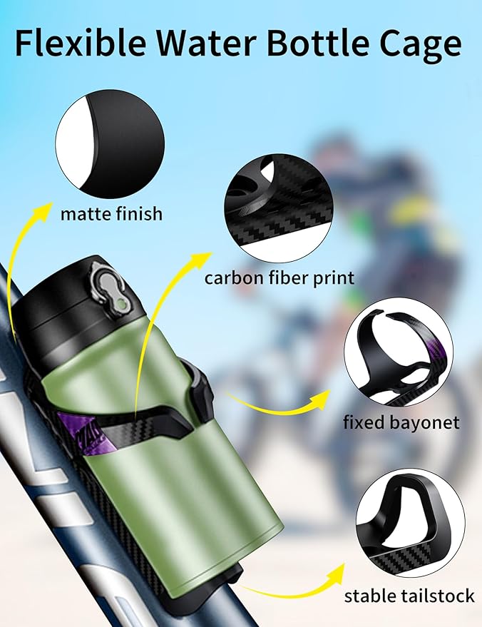 ENLEE for Bottles Diameter: 66-72mm Bike Water Bottle Cage, Lightweight Carbon Purple Bicycle Water Bottle Cage, Water Bottle Cage for Mountain/Road Bike with Screws Tool