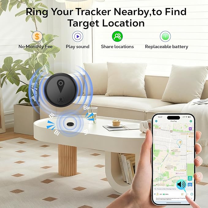 Mini GPS Tracker for Vehicles,Tracking Devices for Cars Hidden Portable GPS Tracker for Cars Splashproof Available for iOS Find My (iOS Only), No Monthly Fee Subscription No SIM Card Required - Black