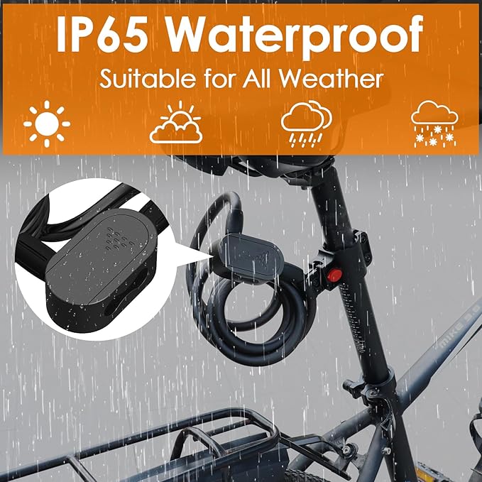 Eseesmart Fingerprint Bike Lock with Keys, 4.92 Feet Cablelock Electric Scooter Lock Heavy Duty Anti Theft Waterproof with Mounting Bracket, Bike Accessories for Bicycle, Electric Scooter, Motorcycle