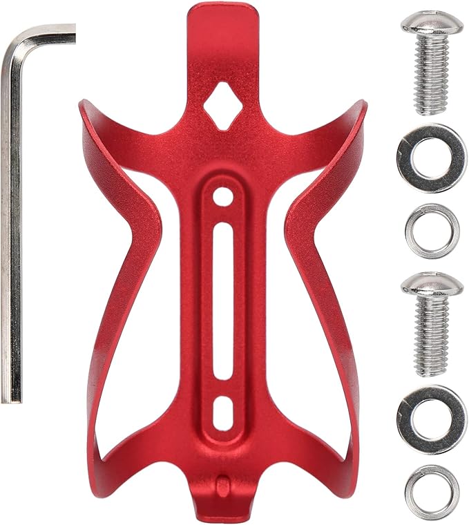 Aluminum Alloy Cage Cage Bouteille, Light Support for Folding Bikes on Road, Black Accessories (Red)