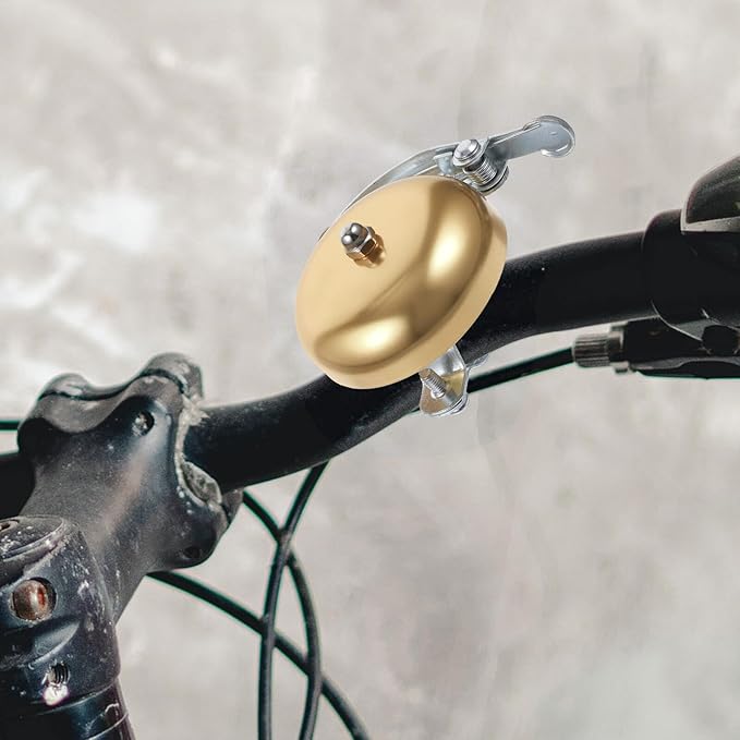 PRETYZOOM Vintage Bike Bell Loud Crisp Sound Hand Ringing Cycling Bell for Mountain and Road Bikes Aluminum Alloy Golden Finish