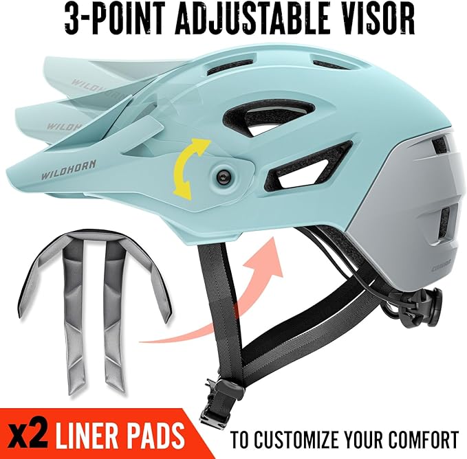 Wildhorn Corvair Mountain Bike Helmet for Men and Women with Maximum Venting, FTA fit System & Adjustable Visor. Adjustable Sizing Adult Bike Helmets for Women and Men. Stylish All Around MTB Helmet