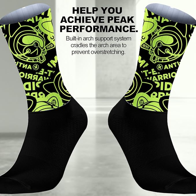 Cycling Socks Athletic Crew Socks Breathable Cushioned Compression Running Hiking Socks For Mens Womens