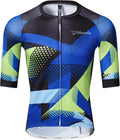 Men’s Cycling Jersey Short Sleeve, Breathable Quick-Dry Mountain Bike Shirt with Zipper for Road Cycling MTB Riding