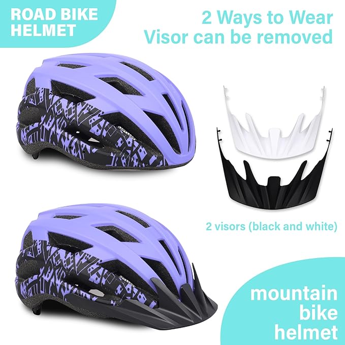 Bike Helmet for Adults Women Men Youth Kids, Lightweight Mountain Road Bicycle Cycling Helmets with Adjustable Dial & Removable Visor