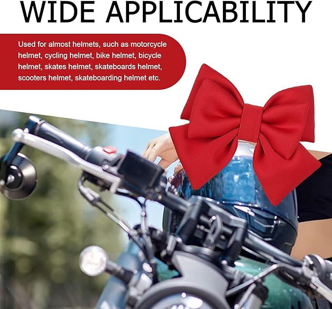 1 PC Motorcycle Helmet Large Bow Decoration, 7.9" x 10.2" Ribbon Bows for Helmet, Big Solid Color Bowknot Accessory, Cute Fashion Ornament Accessory for Motorcycle Electric Vehicle (Red)