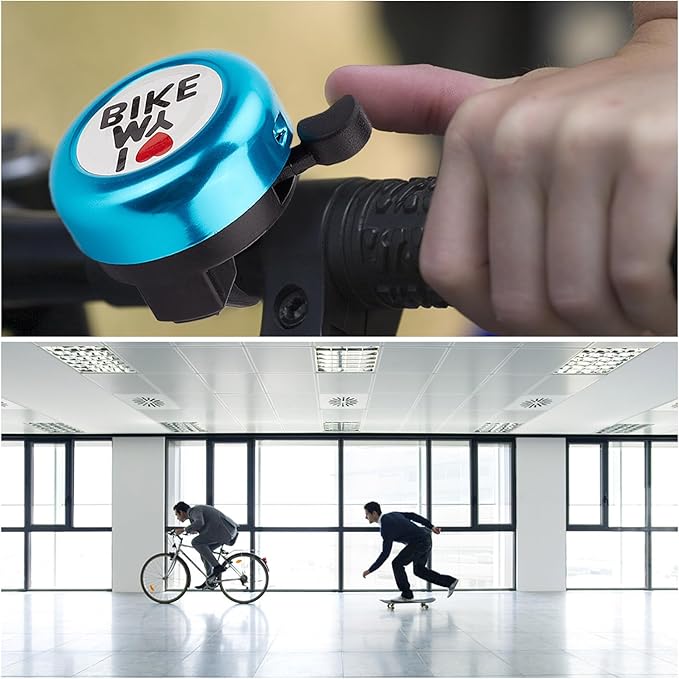 CREATCABIN I Love My Bike Bicycle Bell Aluminum Alloy Bike Bells Ring Round Pink Loud Sound Cycling Handlebars Bells with 4Pcs Resin Stickers