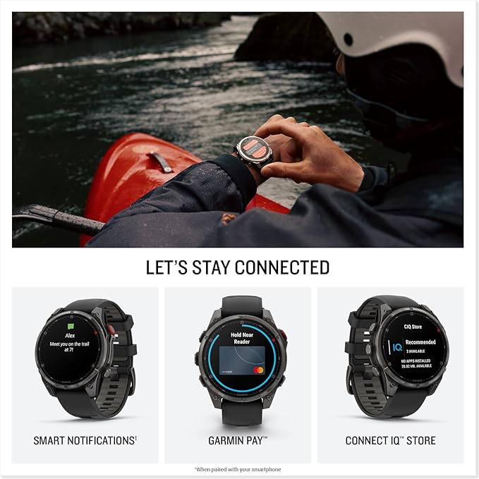 Garmin Fenix 8 Pro, 47mm, AMOLED Display, Premium Multisport GPS Smartwatch, inReach Technology for Emergency Survival, Health Tracking | Carbon Gray/Black, Signature Series Power Bundle