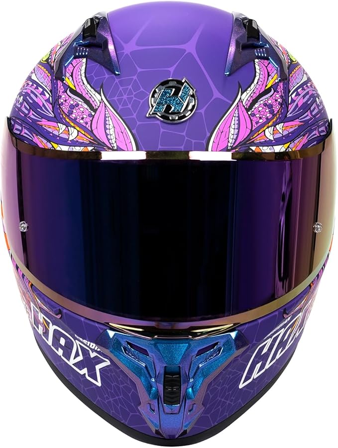 HAX Obsidian Pro Full Face Dual Visor Adult Motorcycle Helmet for Motorbike Street Bike with Pinlock Ready DOT Approved Slyer Purple XL