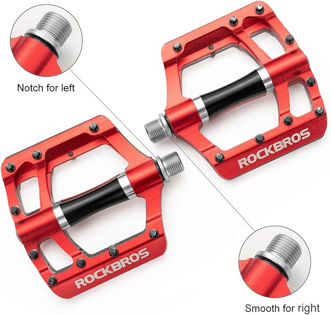 ROCKBROS Mountain Bike Pedals MTB Pedals Bicycle Flat Pedals Aluminum 9/16" Sealed Bearing Lightweight Platform for Road Mountain BMX MTB Bike