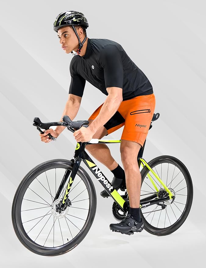Nepest Mens Mountain Bike Shorts 3D Padded MTB Bicycle Riding Cycling Short Padding Liner Baggy Quick Dry,Zip Pockets
