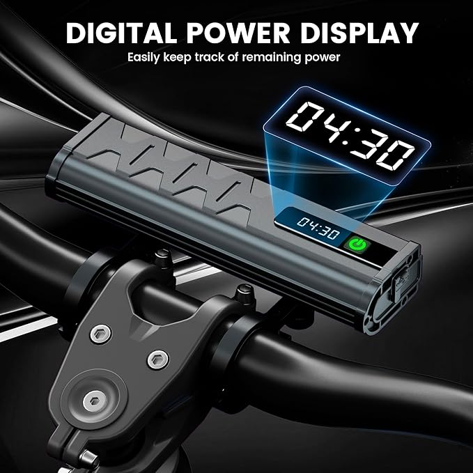 VASTFIRE 17 LED Bike Lights, Super Bright Bicycle Light for Night Riding, USB Rechargeable Bike Headlight and Taillight, Waterproof Wide Beam Bike Front Light with Digital Power Display