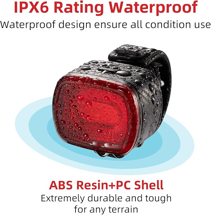 ROCKBROS Smart Bike Tail Light Brake Sensing Bicycle Rear Lights USB Rechargeable IPX6 Waterproof Bright LED Bike Light 260mah Cycling Safety Road BikeTaillight Accessories 4 Modes