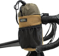 Bongo Bike Handlebar Bag - Water Resistant & Durable Fabric Bicycle Water Bottle Holder, Secure Attachment Bikepacking Stem Bag, One-Handed Access Feed Bag, Front Cycling Storage - Coyote