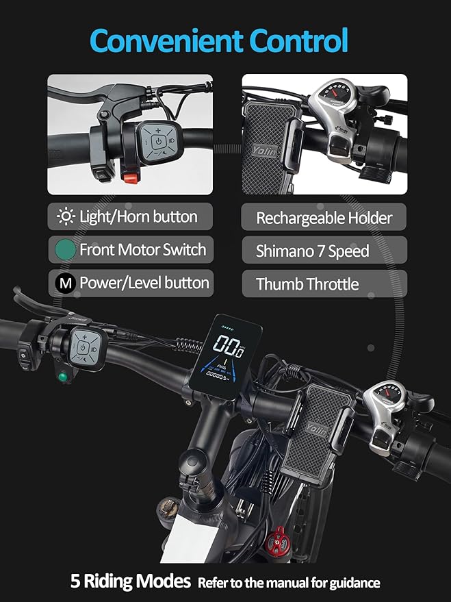 6000W Electric Bike for Adults, 52V 32AH Dual Motor E-Bike, Up to 100Mile & 45MPH All-Terrain Fat Tires Full Suspension 24/26 Inch Electric Bicycles Hydraulic Disc Brake for Road UL2849 by SGS