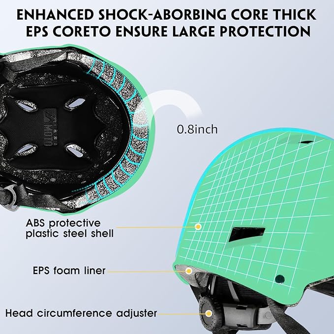Skateboard Helmet for Adults - Adjustable Certified Safety Adults Helmet for Skateboarding Bike Bicycle Scooter Cycling Skate Skating Multisport Helmets for Women Men Boys Girls Kids Youth