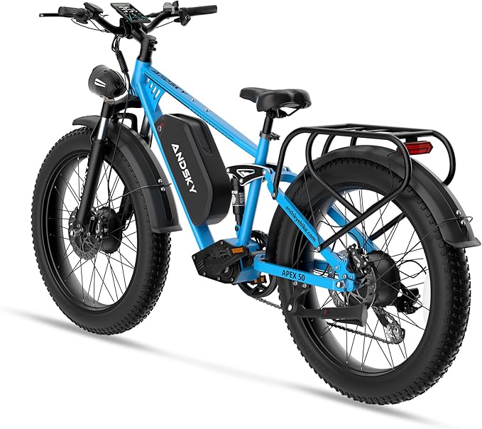 Apex 50 Electric Bike Dual Motor for Adults (CA Immediate-De'livery) 52V 25AH/48V 25AH, 26" Fat Tires Full Suspension 35MPH/100Mile, Hydraulic Brake