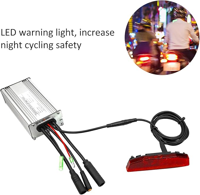Night Riding Tailight, 6V-60V LED Warning Light, Waterproof, Red, Rear, E-Bike Tailight