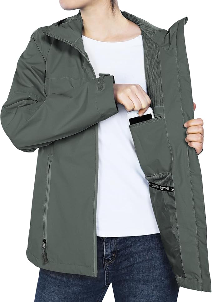 33,000ft Packable Rain Jacket Women Lightweight Waterproof Raincoat with Hood Cycling Bike Jacket Windbreaker