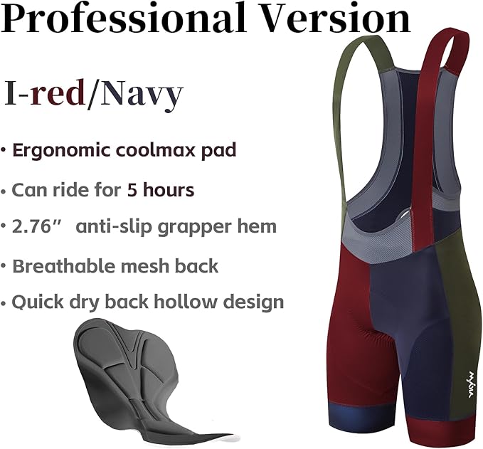 Cycling Bib Shorts for Men - Road Bike Bicycle Breathable Padded Riding Tights