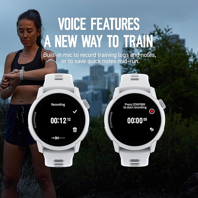 COROS PACE 4 Ultralight Sport GPS Watch, 1.2" AMOLED Touchscreen,19 Days of Daily use, Voice Features, Advanced Training Tools, Accurate GPS, Heart Rate Monitor, Navigation, Run, Bike - White Nylon