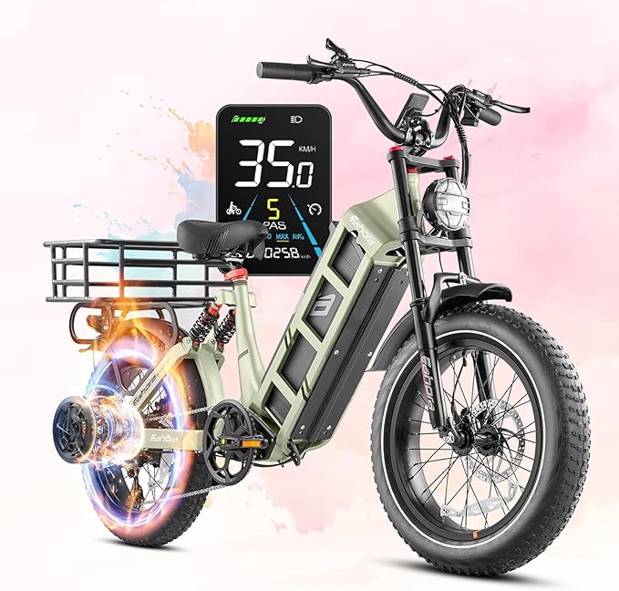 eAhora Juliet Pro 2/Juliet Electric Bike for Adults 5400W/1200W Dual Motor Electric Bicycle 43MPH 60V 70Ah 220+Miles Long Range 20" Fat Tire Full Suspension Mountain E-Bike with APP Control