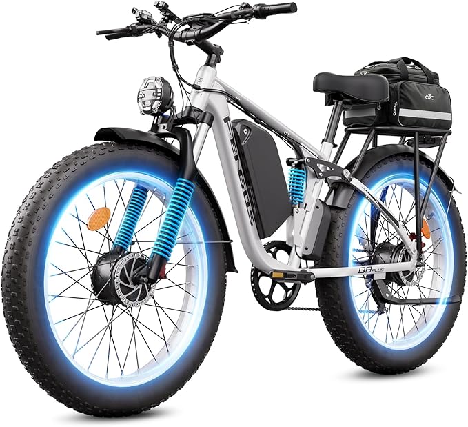 6000W Electric Bike for Adults, 45MPH Dual Motor Ebike, 60V 1200WH E Bike, 100 Miles Bicycle, Full Suspension, Dual Hydraulic Disc Brake Ebike, Charge Voltage 67.2V, Brake/Turn Signal