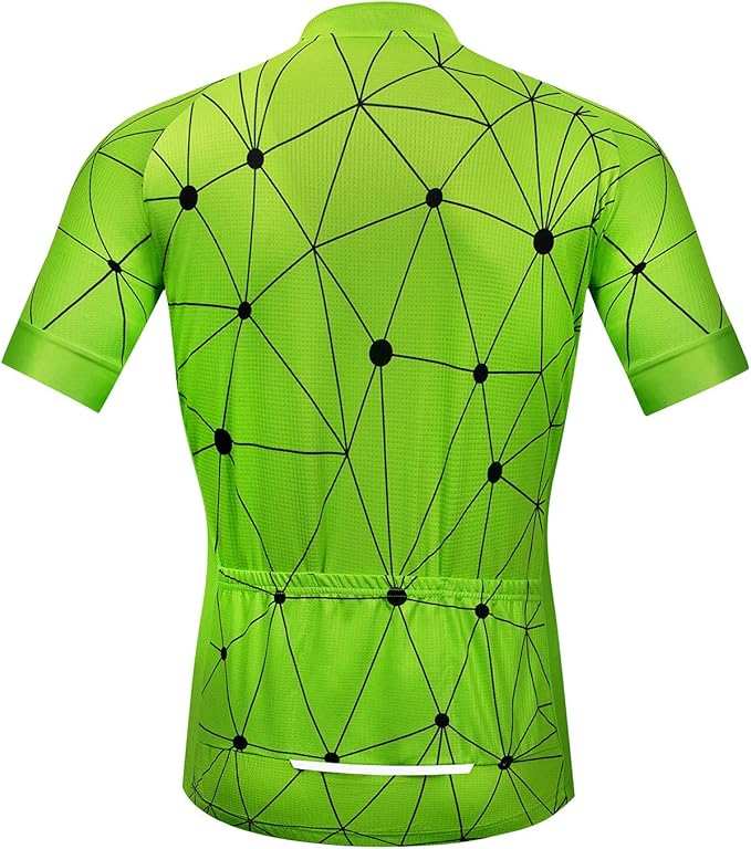 Men Cycling Jersey Skull Bike Short Sleeve Tops Quick-Dry Reflective 3-Pockets S-3XL