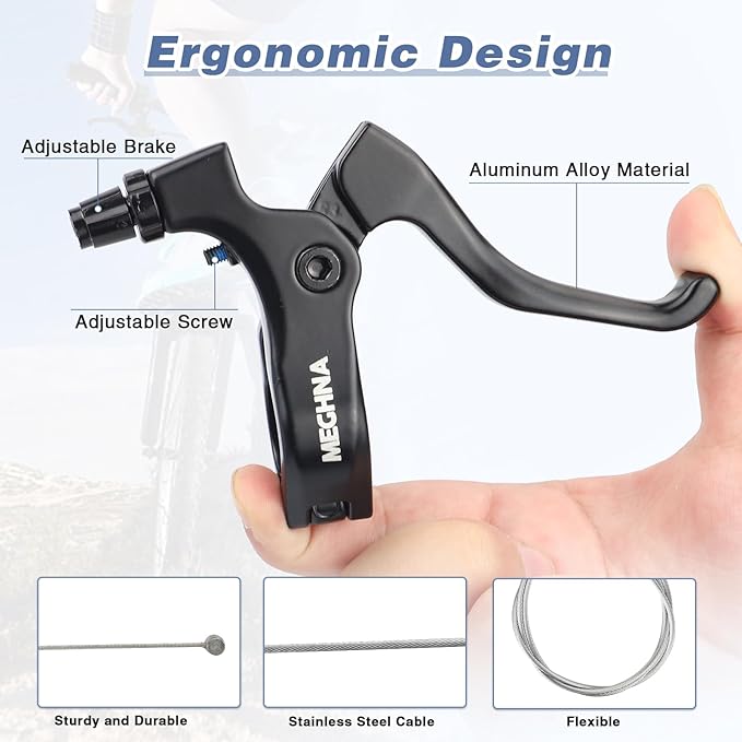 MEGHNA Bike U Brake Rear Set Aluminum Alloy Right Bike Brake Lever with Cables and Brake Pads Rear Rim Brake Set for BMX Bike