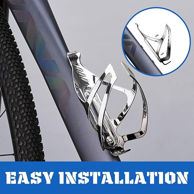 Corki Cycles Bike Water Bottle Holder Aluminum Alloy, Universal Bike Water Bottle Cage for Road, Mountain and Gravel Bikes - 1 Pack - Black Silver
