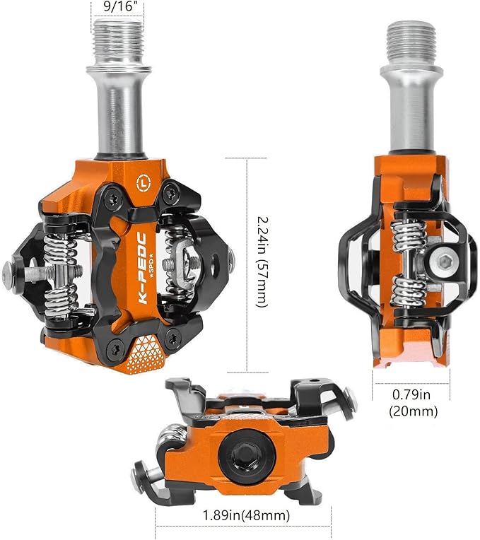 Compatible Clipless MTB Mountain Bike Pedal Dual Sided Lightweight Aluminum 9/16″ Platform Bicycle Pedals with Cleats for Road