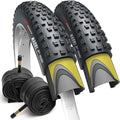 Fincci Set Foldable Kevlar 29x2.25 Mountain Bike Tire with Inner Tubes Schrader - 29 inch Bike Tire Maori 60 TPI with 1 mm Nylon Puncture Resistant for Mountain, Electric, Enduro, MTB, XC Bicycle