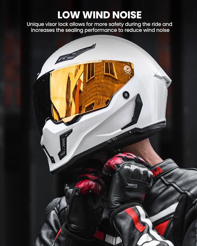 ILM Motorcycle Helmets for Adult Men Women Full Face DOT ECE Powersports Dual Visor Street Racing Helmet with Pinlock Cascos para Motos Model MF509 (Whites, L)